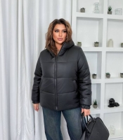 Куртка женская утеплённая из плащевки Лаке на синтепоне с капюшоном осенне-зимняя