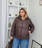 Куртка женская утеплённая из плащевки Лаке на синтепоне с капюшоном осенне-зимняя