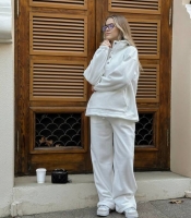 Костюм-двойка женский утеплённый из двустороннего флиса с высоким воротником на кнопках осенне-зимний