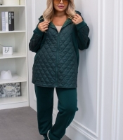 Костюм-двойка женский утеплённый из трёхнитки на флисе с простёганной плащёвкой осенне-зимний