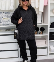 Костюм-двойка женский утеплённый из трёхнитки на флисе с простёганной плащёвкой осенне-зимний