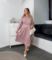 Платье-трапеция женское из замши диагональ с длинными рукавами осеннее зимнее