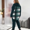 Женский спортивный костюм-двойка из тёплого флиса с капюшоном и клетчатым принтом осенний зимний  k-125004