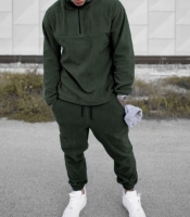 Мужской спортивный костюм-двойка из двустороннего Polar флиса с высоким воротником и джоггерами осенний зимний