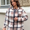 Рубашка женская флисовая в крупную клетку с карманом и пуговицами осенне-зимняя  k-125018