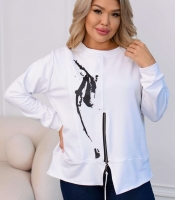 Свитшот женский из двунитки с вставкой и декоративной молнией осенне-зимний