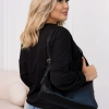 Свитшот женский черный свободного кроя из двунитки с декоративной вставкой и молнией осенне-зимний  k-125039