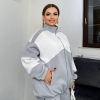 Женский спортивный костюм-двойка из трёхнитки на флисе с кофтой на молнии и широкими брюками осенний зимний  k-125041