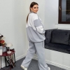 Женский спортивный костюм-двойка из трёхнитки на флисе с кофтой на молнии и широкими брюками осенний зимний  k-125041