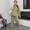 Женский спортивный костюм-двойка из двустороннего флиса с худи и брюками оверсайз осенний зимний  k-125052