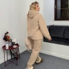 Женский спортивный костюм-двойка из двустороннего флиса с худи и брюками оверсайз осенний зимний  k-125053
