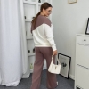 Женский прогулочный костюм-двойка из двусторонней ангоры с джемпером и брюками палаццо осенний зимний  k-125058