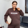 Женский спортивный костюм-двойка из трёхнитки на флисе oversize с принтом осенний зимний  k-125069