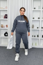 Женский спортивный костюм-двойка из трёхнитки на флисе oversize с принтом осенний зимний Женский спортивный костюм-двойка из трёхнитки на флисе oversize с принтом осенний зимний