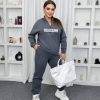 Женский спортивный костюм-двойка из трёхнитки на флисе oversize с принтом осенний зимний  k-125071