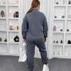 Женский спортивный костюм-двойка из трёхнитки на флисе oversize с принтом осенний зимний  k-125071