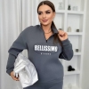 Женский спортивный костюм-двойка из трёхнитки на флисе oversize с принтом осенний зимний  k-125071