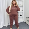 Женский спортивный костюм-двойка из трёхнитки на флисе oversize с принтом осенний зимний  k-125072