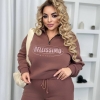 Женский спортивный костюм-двойка из трёхнитки на флисе oversize с принтом осенний зимний  k-125072