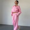 Женский спортивный костюм-двойка из трёхнитки на флисе пенье с укороченной кофтой на молнии и широкими брюками осенний зимний  k-125079