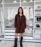 Платье женское теплое флисовое Polar с кулиской и молнией повседневное осенне-зимнее