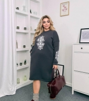 Платье-туника женское из трёхнитки на флисе с шелкотрафаретным принтом осенне-зимнее