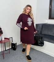 Платье-туника женское из трёхнитки на флисе с шелкотрафаретным принтом осенне-зимнее