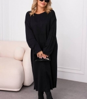 Платье-свитер женское ангорное макси прямого силуэта осенне-зимнее