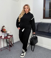Женский спортивный костюм-двойка из мягкого тёплого флиса с контрастными вставками осенний зимний