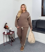 Женский спортивный костюм-двойка из мягкого тёплого флиса с контрастными вставками осенний зимний