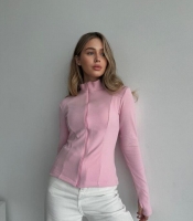 Термокофта женская приталенного кроя на молнии из ткани пума осенне-зимняя