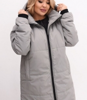 Куртка женская зимняя удлиненная из плащевки Эмми с силиконовым утеплителем 150 г и отстегивающимся капюшоном