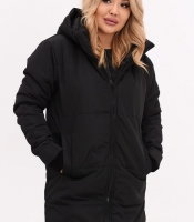 Куртка женская зимняя удлиненная из плащевки Эмми с силиконовым утеплителем 150 г и отстегивающимся капюшоном