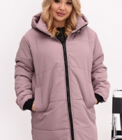 Куртка женская зимняя удлиненная из плащевки Эмми с силиконовым утеплителем 150 г и отстегивающимся капюшоном