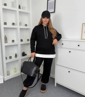 Спортивный костюм-двойка женский утепленный из плотной трехнитки на флисе PENE с капюшоном осенне-зимний