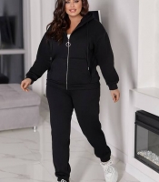Спортивный костюм-двойка женский утепленный из трехнитки на флисе с капюшоном и манжетами осенне-зимний