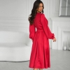 Платье на запах женское атласное миди с поясом и длинными рукавами из ткани Скарлет осенне-зимнее красное  k-125197