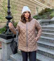 Куртка женская стёганая с капюшоном на молнии утеплённая синтепоном 200 осенне-зимняя