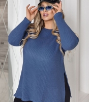 Туника женская вязаная из трикотажа Финляндия с боковыми разрезами тёплая осенне-зимняя