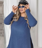 Туника женская вязаная из трикотажа Финляндия с боковыми разрезами тёплая осенне-зимняя