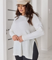 Туника женская вязаная из мягкой финской вязки с боковыми разрезами и удлинённой спинкой осенне-зимняя