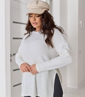 Туника женская вязаная из мягкой финской вязки с боковыми разрезами и удлинённой спинкой осенне-зимняя