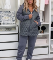 Спортивный костюм-двойка женский из трёхнитки на флисе с простёганной плащёвкой на синтепоне осенне-зимний