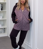 Спортивный костюм-двойка женский из трёхнитки на флисе с простёганной плащёвкой на синтепоне осенне-зимний