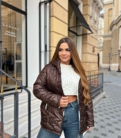 Куртка женская стёганая из плащёвки лаке с силиконовым утеплителем средней длины осенне-зимняя