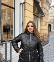 Куртка женская стёганая из плащёвки лаке с силиконовым утеплителем средней длины осенне-зимняя