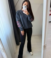 Костюм-двойка женский из двустороннего флиса Polar и дайвинга на флисе с вышивкой осенне-зимний