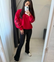 Костюм-двойка женский из двустороннего флиса Polar и дайвинга на флисе с вышивкой осенне-зимний