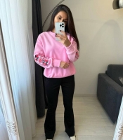 Костюм-двойка женский из двустороннего флиса Polar и дайвинга на флисе с вышивкой осенне-зимний