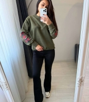 Костюм-двойка женский из двустороннего флиса Polar и дайвинга на флисе с вышивкой осенне-зимний